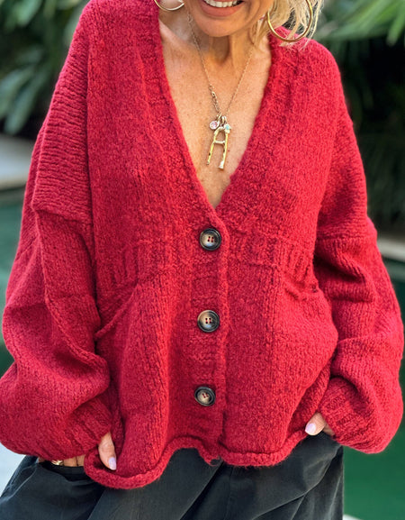 Pocketed V-Neck Button Up Cardigan