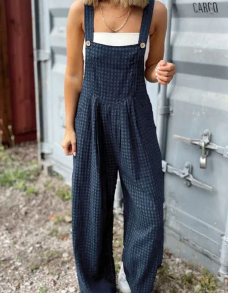 Plaid Wide Strap Wide Leg Overalls
