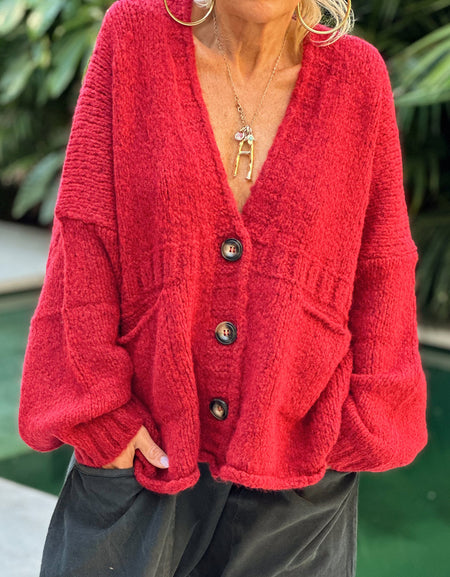 Pocketed V-Neck Button Up Cardigan