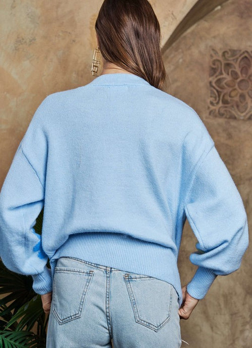 Load image into Gallery viewer, ADORA Flower Button Down Lantern Sleeve Cardigan
